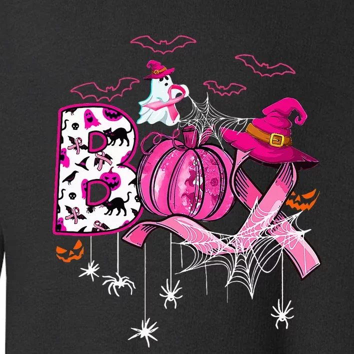 Funny Boo Pumpkin Witch Pink Ribbon Breast Cancer Halloween Toddler Sweatshirt