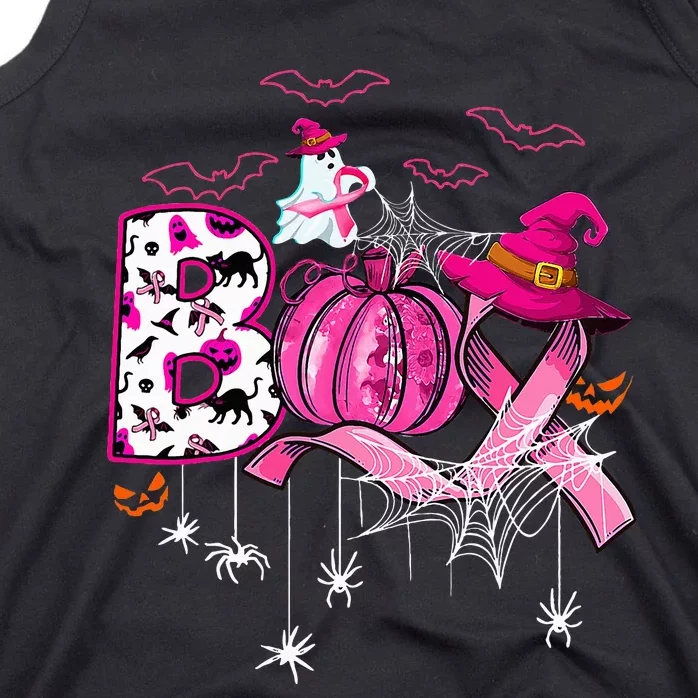 Funny Boo Pumpkin Witch Pink Ribbon Breast Cancer Halloween Tank Top