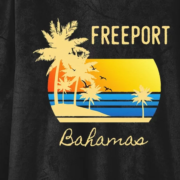 Freeport Bahamas Palm Tree Beach Retro Cool Sunset Surf Hooded Wearable Blanket