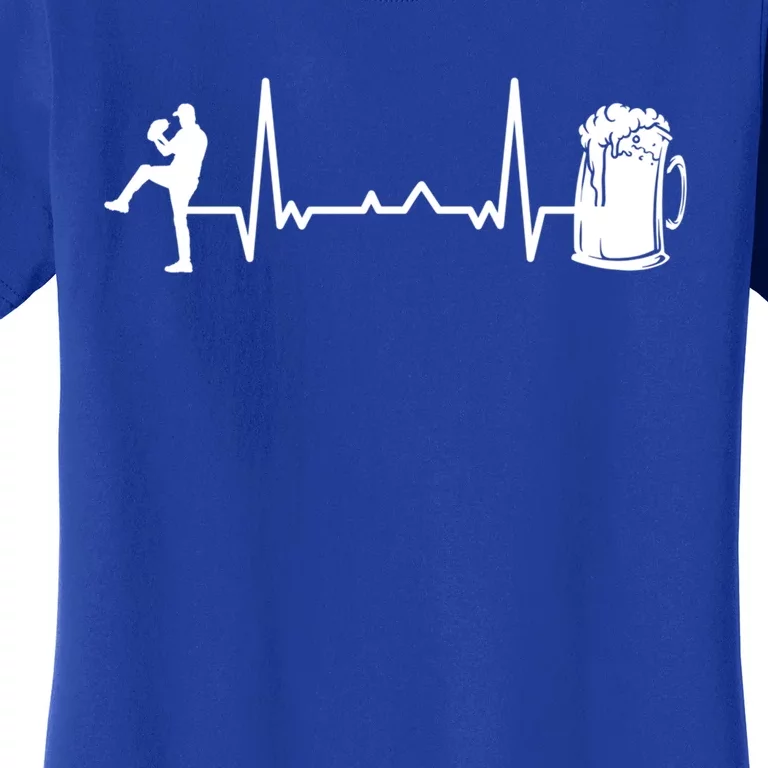 Funny Baseball Player Cute Gift Heartbeat Ekg Baseballer Gift Women's T-Shirt