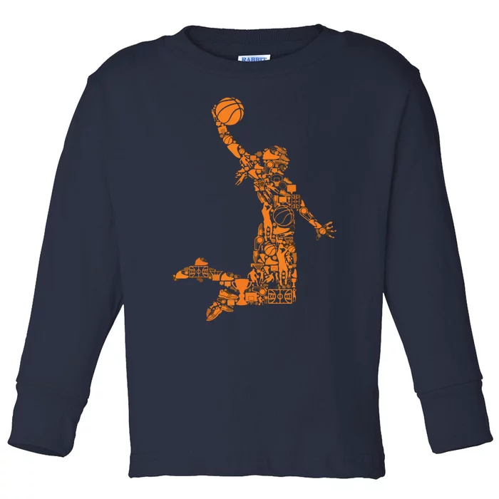 Female Basketball Player Toddler Long Sleeve Shirt