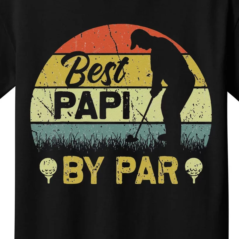 Funny Best Papi By Par Fathers Day Golf Lover Golfer Kids T-Shirt