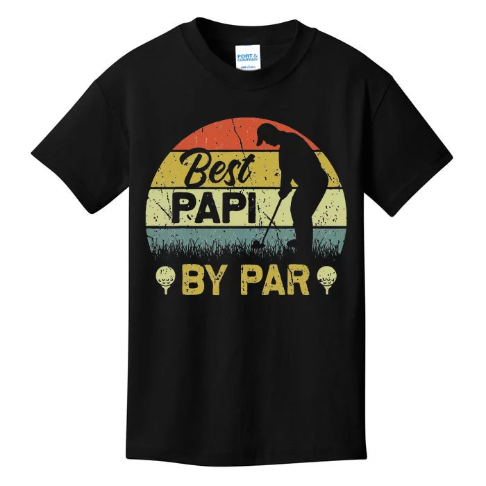 Funny Best Papi By Par Fathers Day Golf Lover Golfer Kids T-Shirt