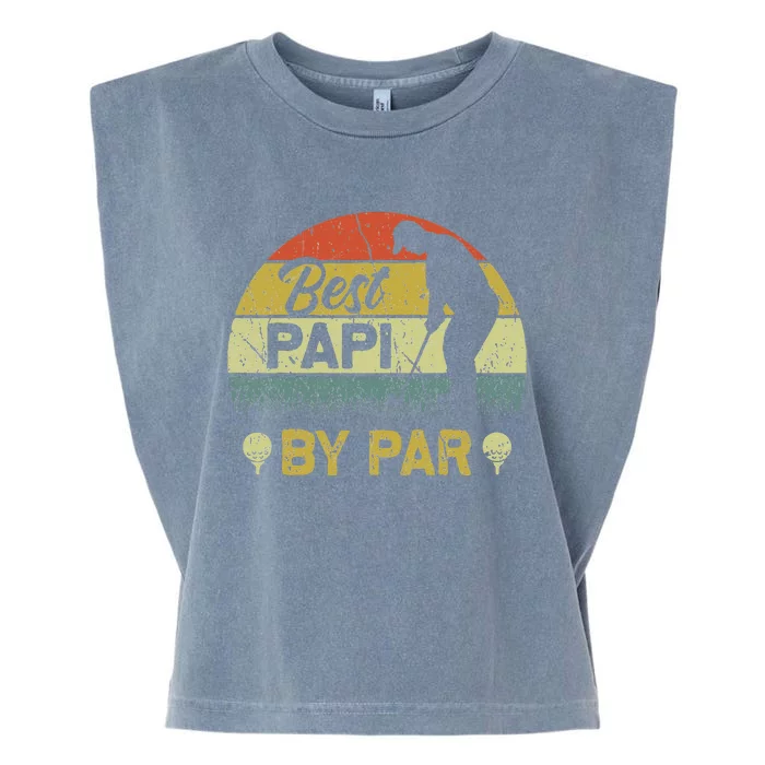 Funny Best Papi By Par Fathers Day Golf Lover Golfer Garment-Dyed Women's Muscle Tee