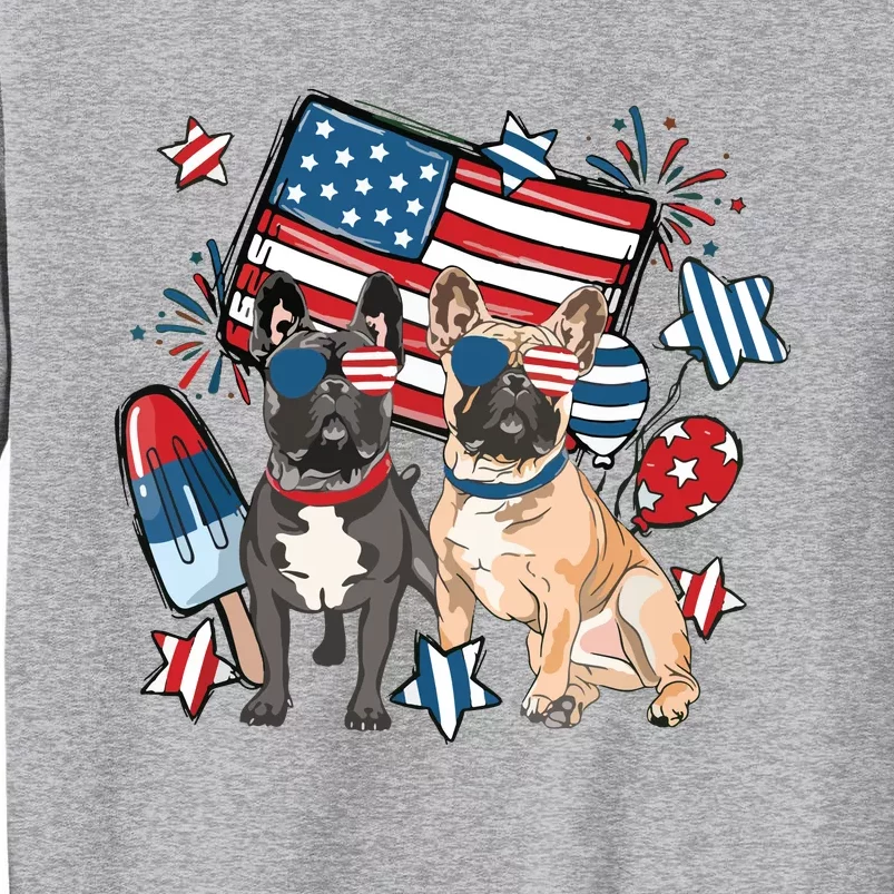 French Bulldog Patriotic Frenchie 4th Of July USA Flag Tall Sweatshirt