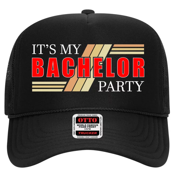 Funny Bachelor Party Graphic High Crown Mesh Trucker Hat