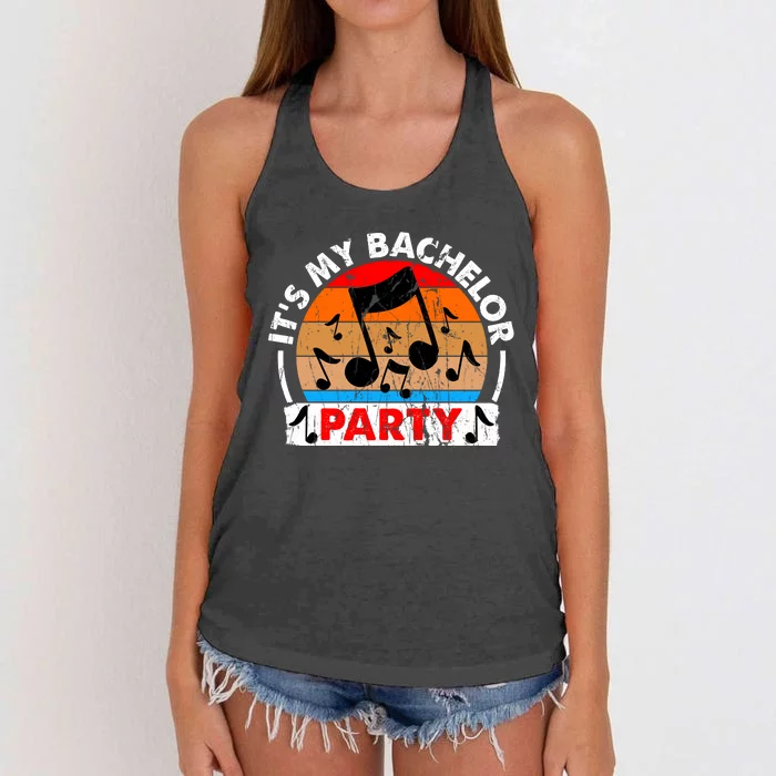 Funny Bachelor Party Graphic Women's Knotted Racerback Tank