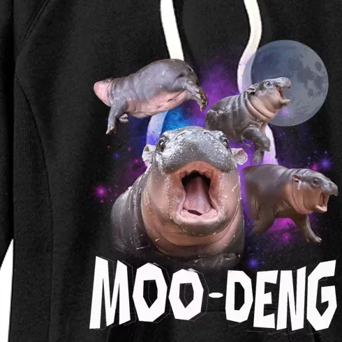 Famous Baby Pygmy Hippo Moo Deng Funny For Animal Lover Women's Fleece Hoodie