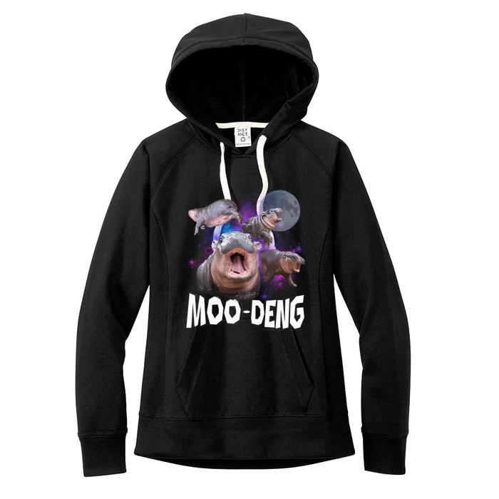 Famous Baby Pygmy Hippo Moo Deng Funny For Animal Lover Women's Fleece Hoodie