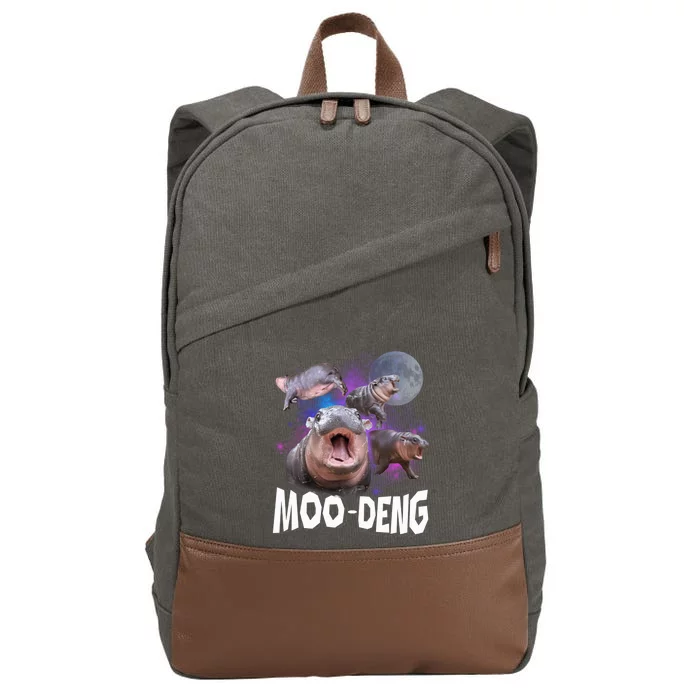 Famous Baby Pygmy Hippo Moo Deng Funny For Animal Lover Cotton Canvas Backpack