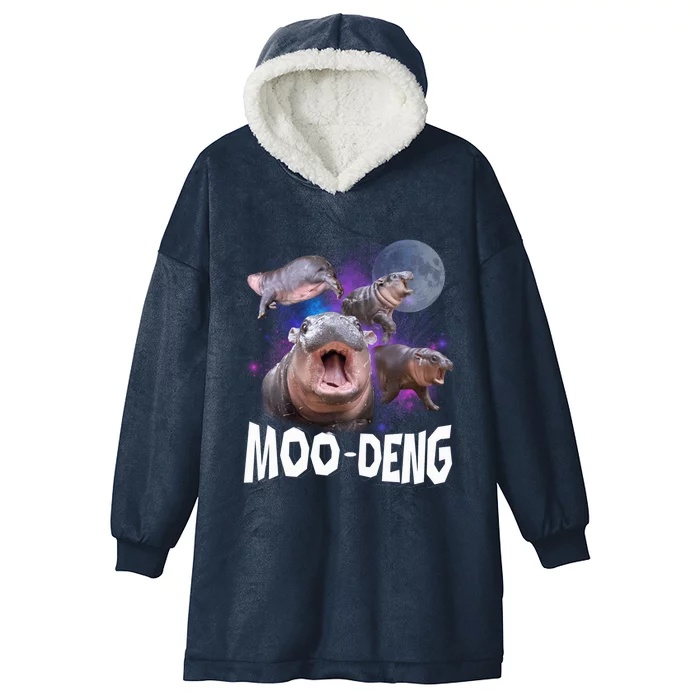 Famous Baby Pygmy Hippo Moo Deng Funny For Animal Lover Hooded Wearable Blanket