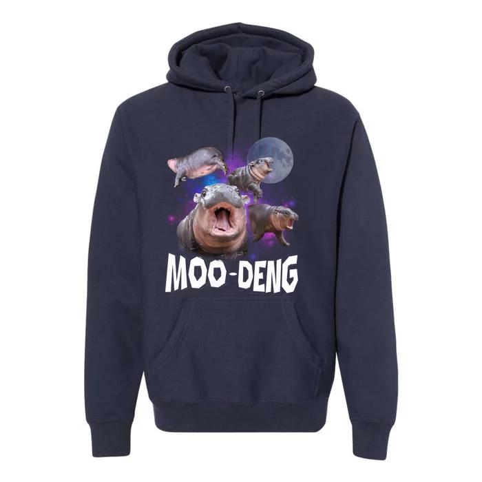 Famous Baby Pygmy Hippo Moo Deng Funny For Animal Lover Premium Hoodie