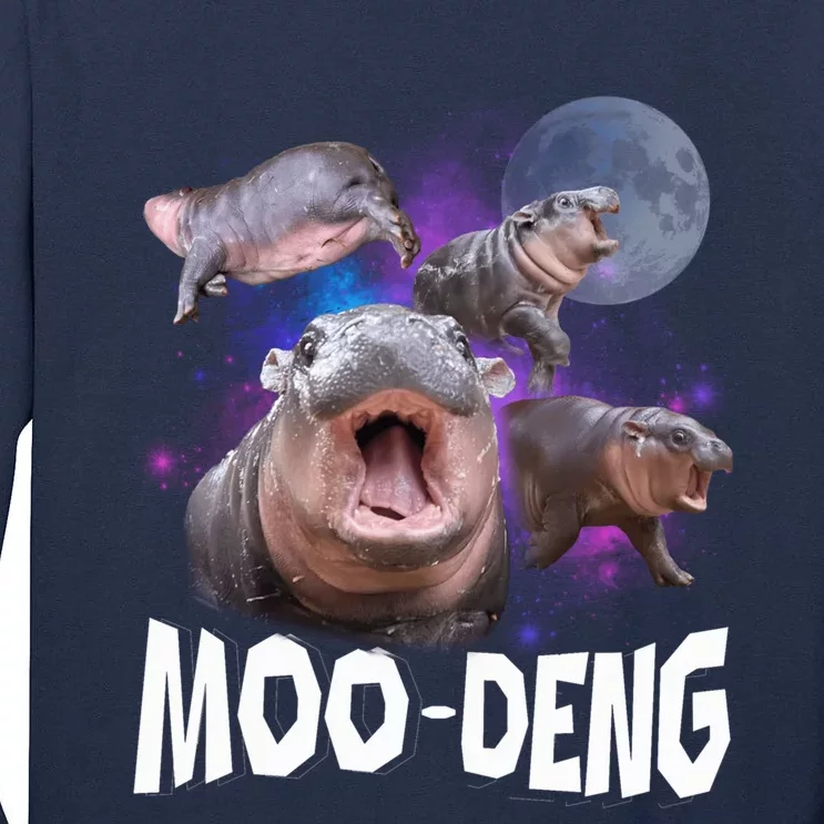 Famous Baby Pygmy Hippo Moo Deng Funny For Animal Lover Tall Long Sleeve T-Shirt