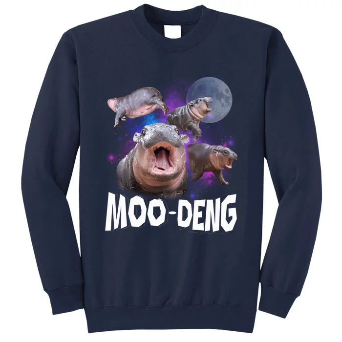 Famous Baby Pygmy Hippo Moo Deng Funny For Animal Lover Tall Sweatshirt