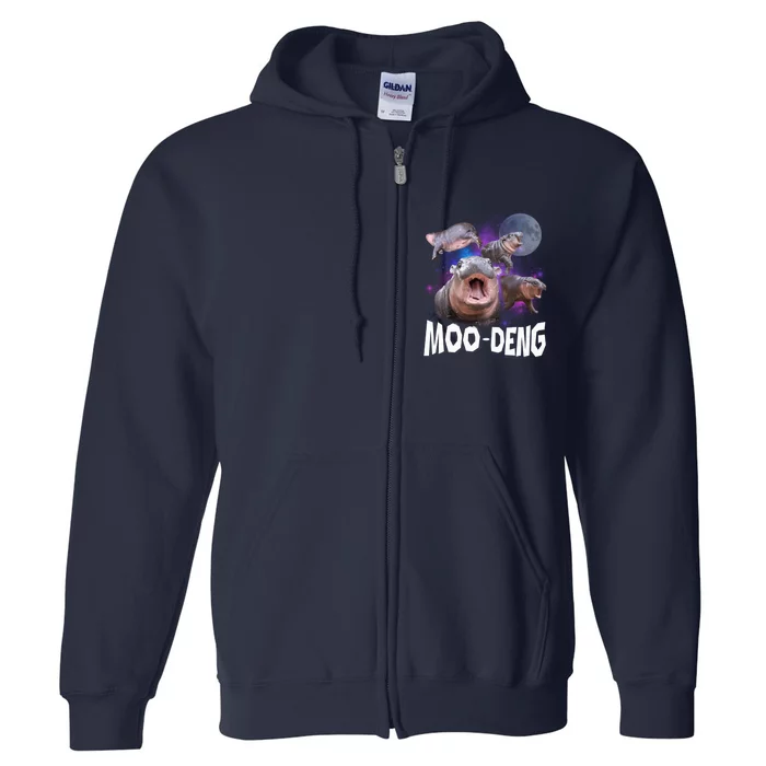 Famous Baby Pygmy Hippo Moo Deng Funny For Animal Lover Full Zip Hoodie