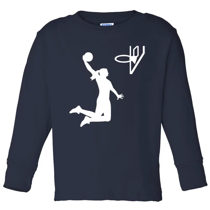 Female Basketball Player Toddler Long Sleeve Shirt