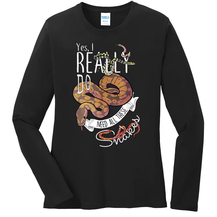 Funny Ball Python With Corn Hognose Carpet Snake Reptile Ladies Long Sleeve Shirt