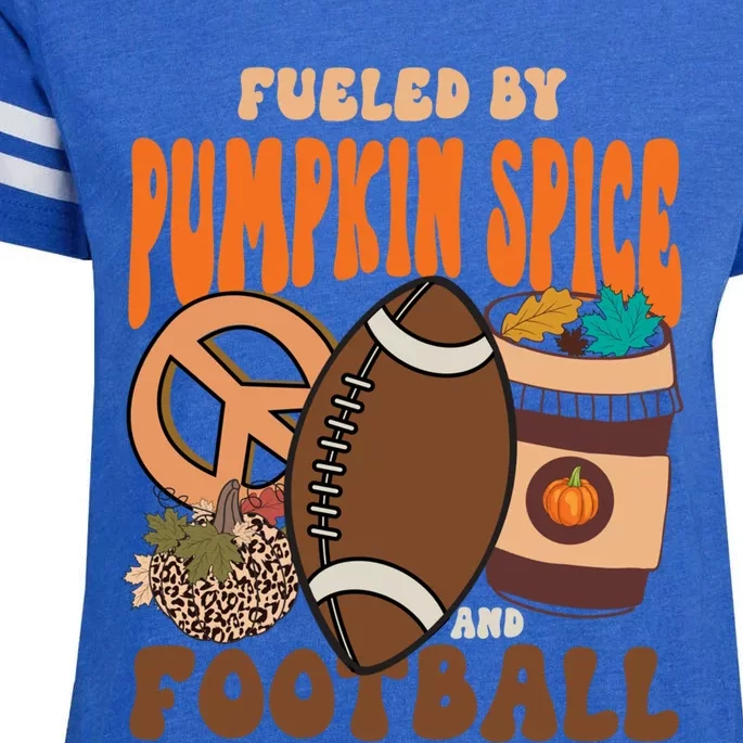 Fueled By Pumpkin Spice And Football Fall Season Thanksgiving Meaningful Gift Enza Ladies Jersey Football T-Shirt