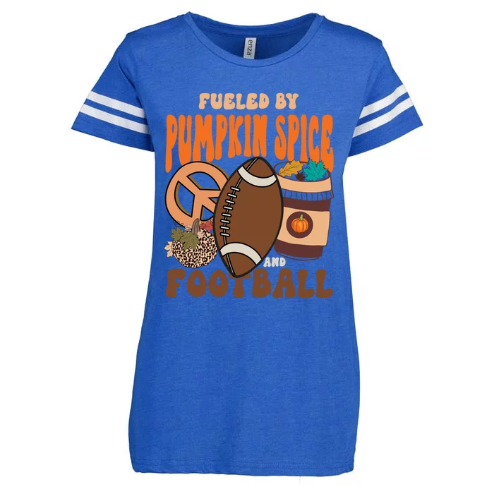 Fueled By Pumpkin Spice And Football Fall Season Thanksgiving Meaningful Gift Enza Ladies Jersey Football T-Shirt