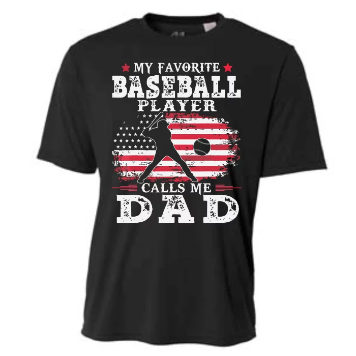 Favorite Baseball Player Calls Me Dad USA Flag Father's Day Cooling Performance Crew T-Shirt