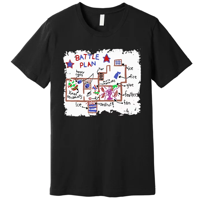 Funny Battle Plan Christmas Home Hand Dawn Alone Xmas Premium T-Shirt