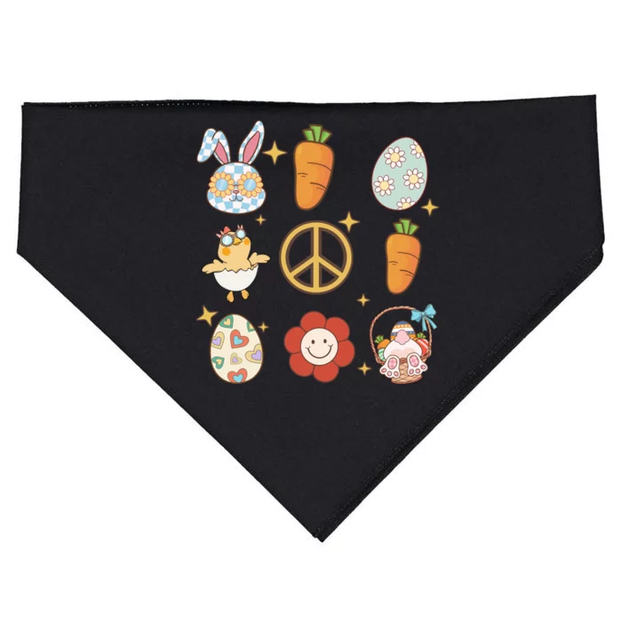 Funny Bunny Peace Floral Egg USA-Made Doggie Bandana