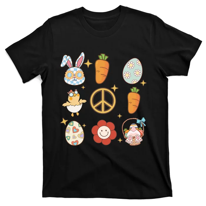 Funny Bunny Peace Floral Egg T-Shirt