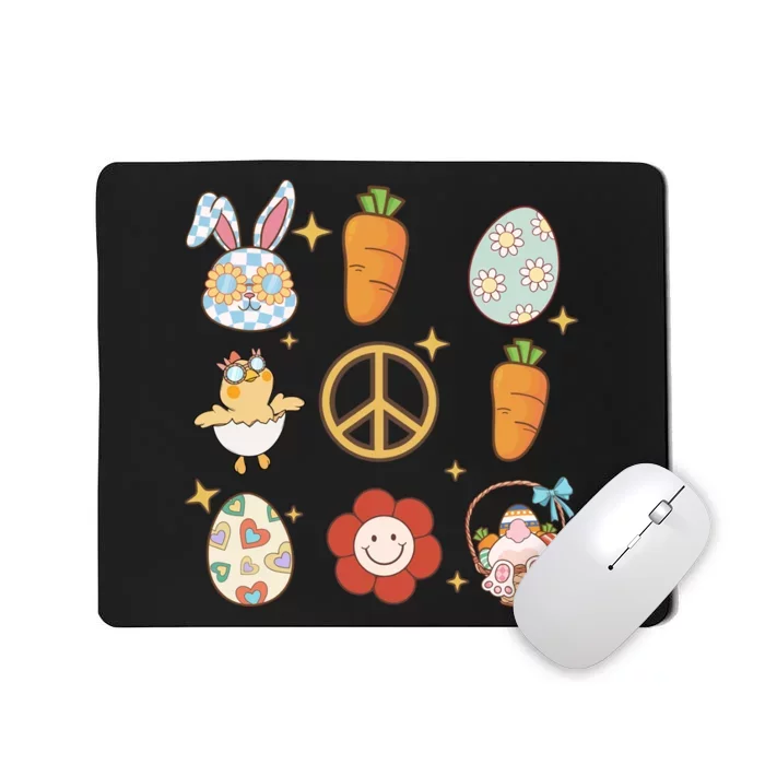 Funny Bunny Peace Floral Egg Mousepad