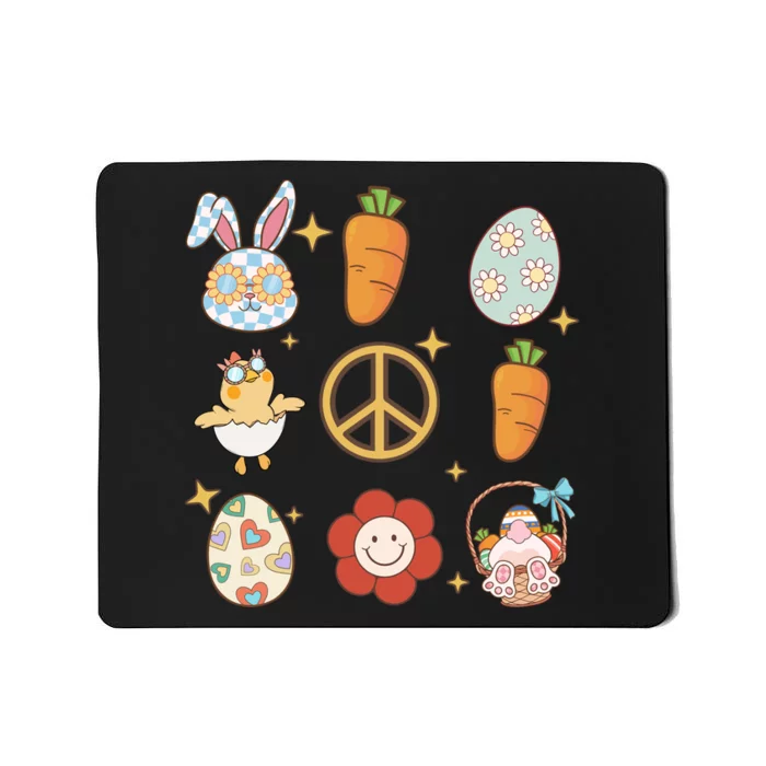 Funny Bunny Peace Floral Egg Mousepad