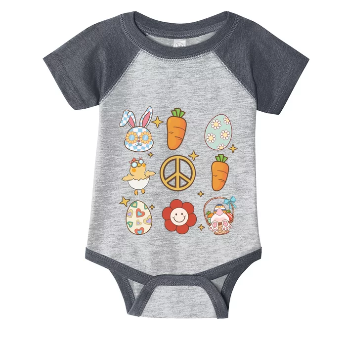 Funny Bunny Peace Floral Egg Infant Baby Jersey Bodysuit