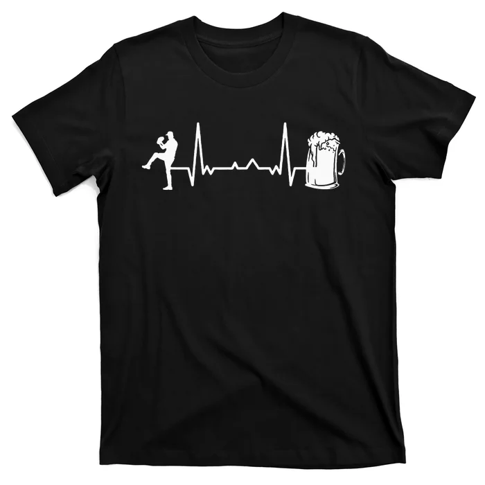 Funny Baseball Player Heartbeat EKG Baseballer T-Shirt