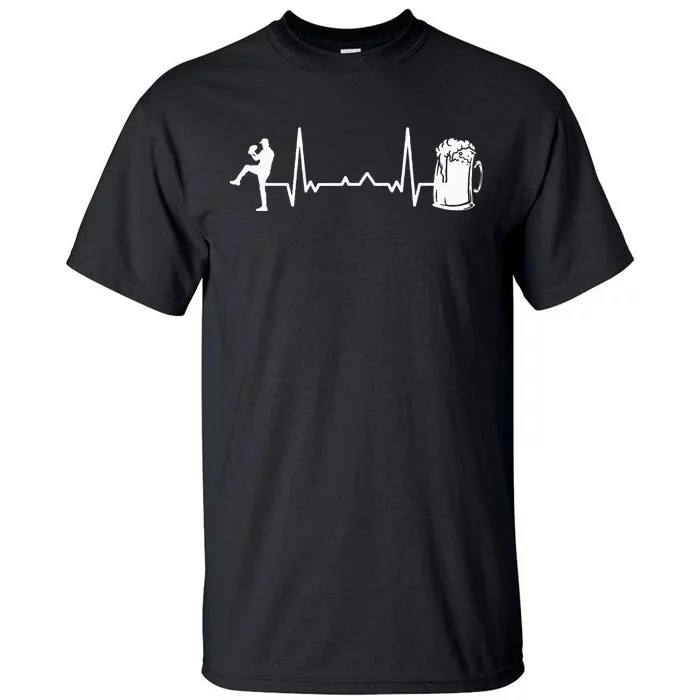 Funny Baseball Player Heartbeat EKG Baseballer Tall T-Shirt