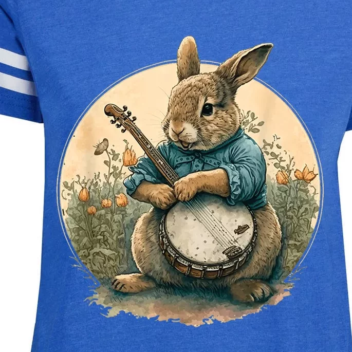 Funny Bunny Playing Banjo Guitar Music Rabbit Happy Easter Enza Ladies Jersey Football T-Shirt