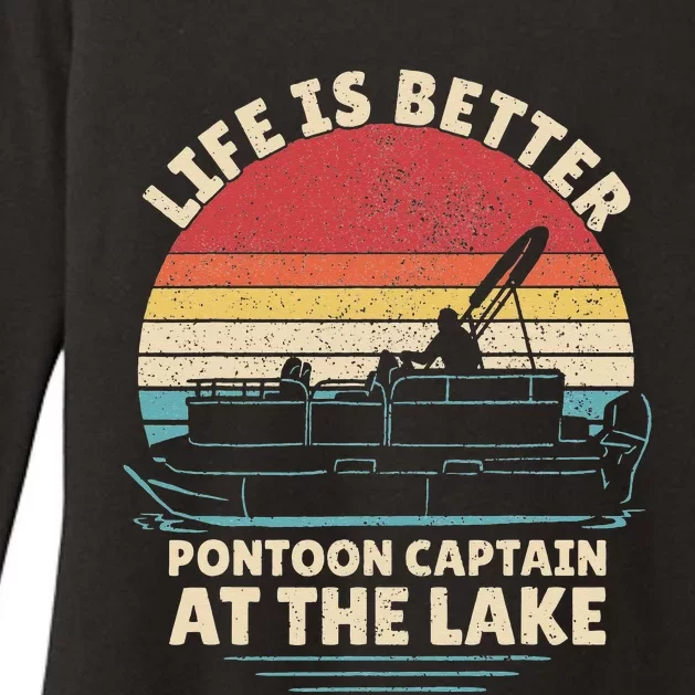 Funny Boater Pontoon Boat Captain Life Is Better At The Lake Womens CVC Long Sleeve Shirt