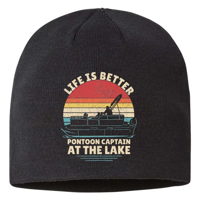 Funny Boater Pontoon Boat Captain Life Is Better At The Lake 8 1/2in Sustainable Knit Beanie