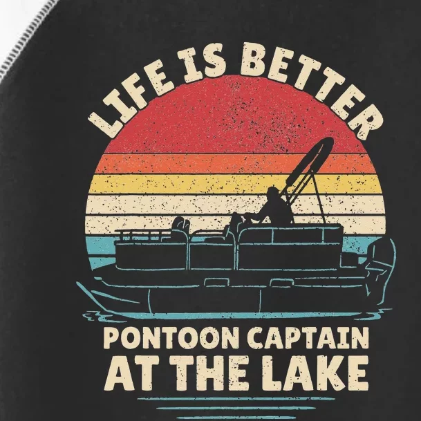 Funny Boater Pontoon Boat Captain Life Is Better At The Lake Toddler Fine Jersey T-Shirt