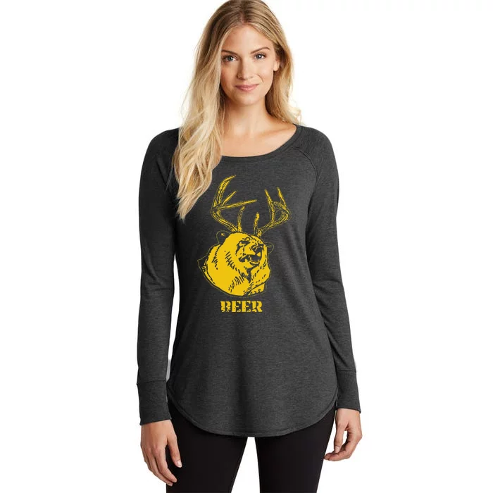 Funny Bear Plus Deer Equals Beer Deer Hunting Usa Hunter Women's Perfect Tri Tunic Long Sleeve Shirt