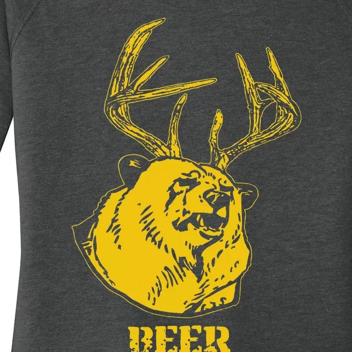 Funny Bear Plus Deer Equals Beer Deer Hunting Usa Hunter Women's Perfect Tri Tunic Long Sleeve Shirt