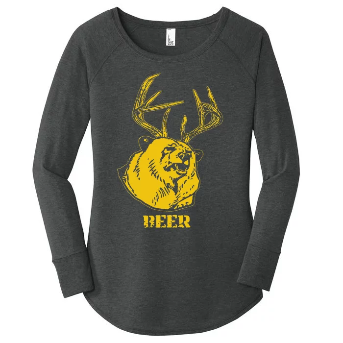 Funny Bear Plus Deer Equals Beer Deer Hunting Usa Hunter Women's Perfect Tri Tunic Long Sleeve Shirt