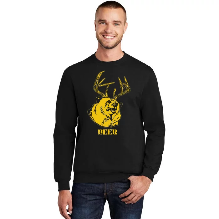 Funny Bear Plus Deer Equals Beer Deer Hunting Usa Hunter Tall Sweatshirt