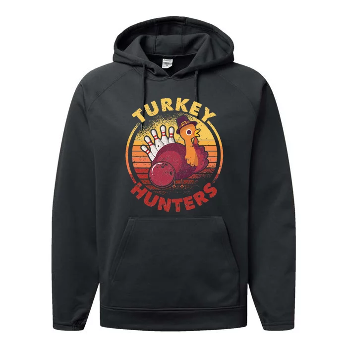 Funny Bowling Player Bowler Team Thanksgiving Turkey Hunters Performance Fleece Hoodie