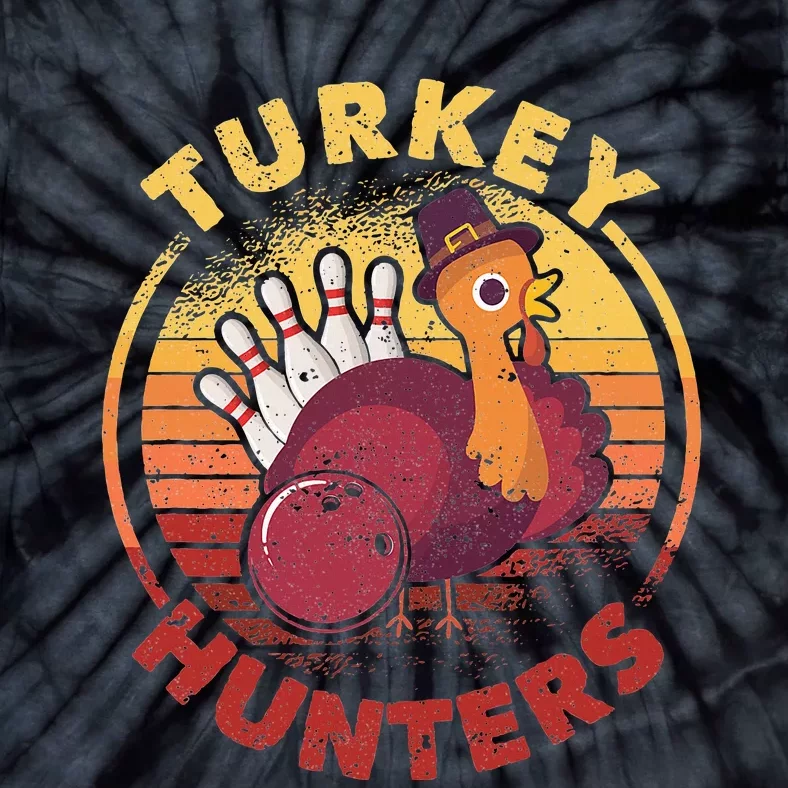 Funny Bowling Player Bowler Team Thanksgiving Turkey Hunters Tie-Dye T-Shirt