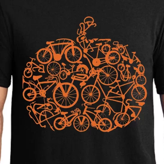 Funny Bicycle Pumpkin Costumes Fall Cycling Lovers Pajama Set