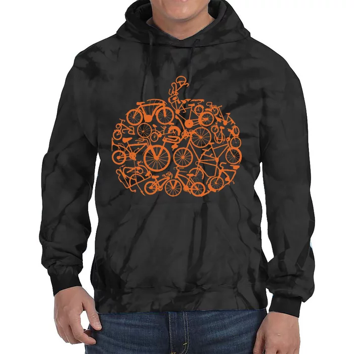 Funny Bicycle Pumpkin Costumes Fall Cycling Lovers Tie Dye Hoodie