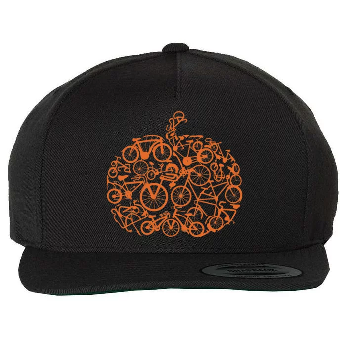 Funny Bicycle Pumpkin Costumes Fall Cycling Lovers Wool Snapback Cap