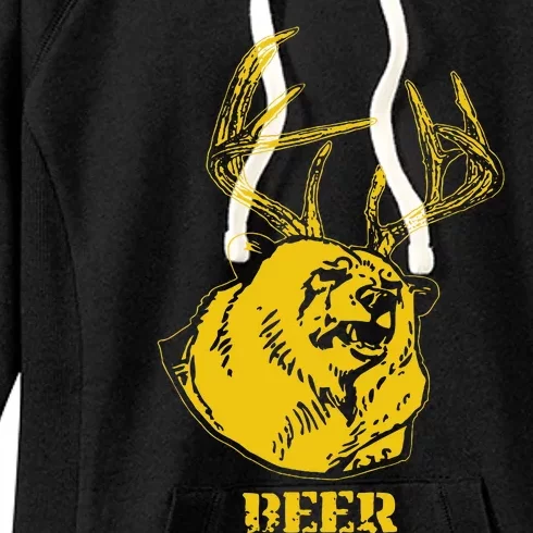 Funny Bear Plus Deer Equals Beer Deer Hunting USA Hunter Women's Fleece Hoodie