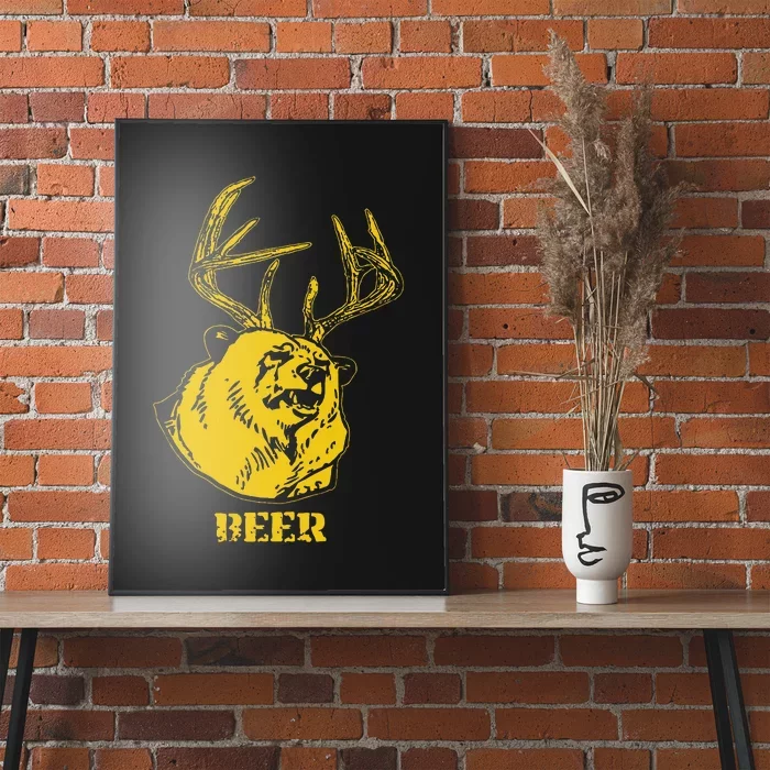 Funny Bear Plus Deer Equals Beer Deer Hunting USA Hunter Poster