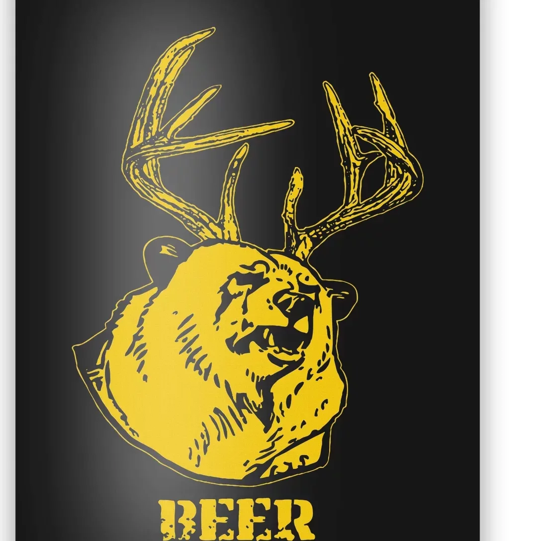 Funny Bear Plus Deer Equals Beer Deer Hunting USA Hunter Poster