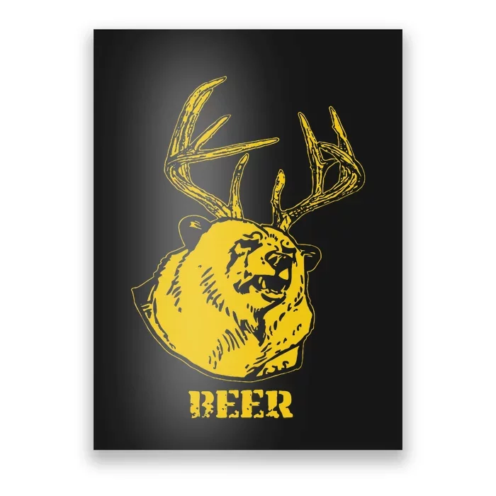 Funny Bear Plus Deer Equals Beer Deer Hunting USA Hunter Poster