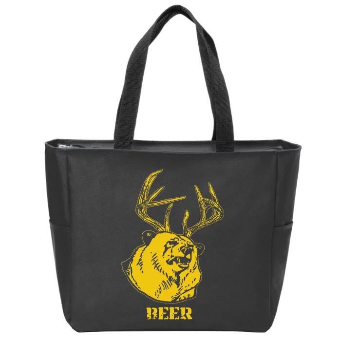 Funny Bear Plus Deer Equals Beer Deer Hunting USA Hunter Zip Tote Bag